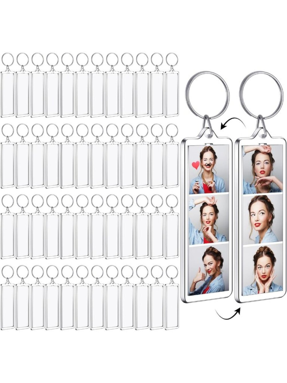 Acrylic Mini Photo Strip Keychain Frame Holder - 1x3 Inch, Cute Gift Idea